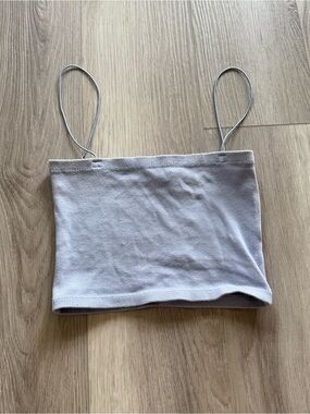 Pull&Bear Light Grey Ribbed Tank Top